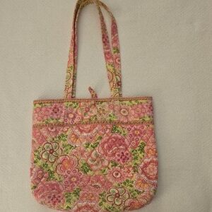 Vera Bradley Pink and Green Floral Tote --Medium